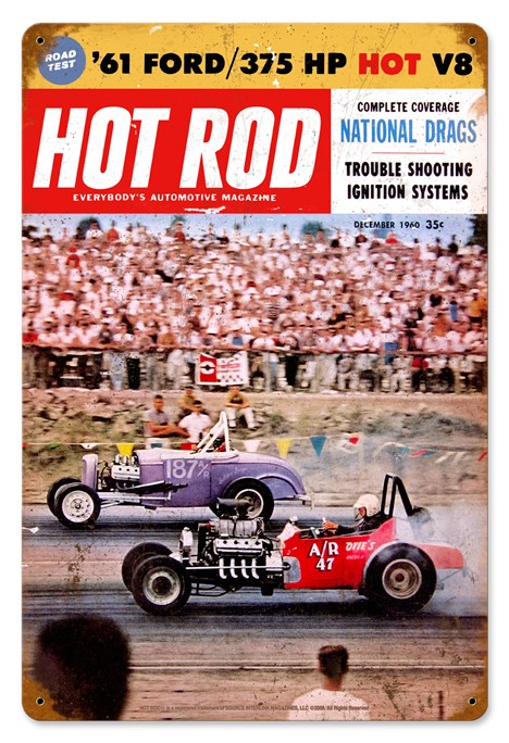 Hot Rod Magazine Cover "National Drags" (Dec. 1960) Sign