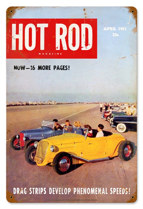 Hot Rod Magazine Cover "Drag Strips" (Apr. 1951) Sign