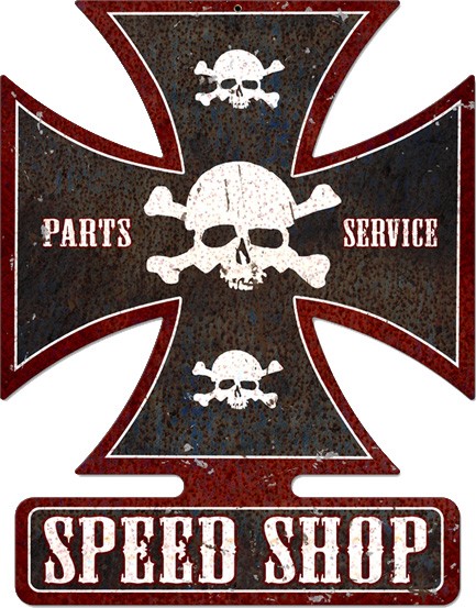 Speed Shop Iron Cross Sign