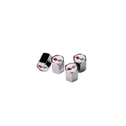 CHEVY CORVETTE CROSSFLAGS VALVE STEM CAPS