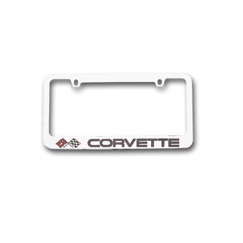 Corvette Crossflags  License Plate Frame - Chrome