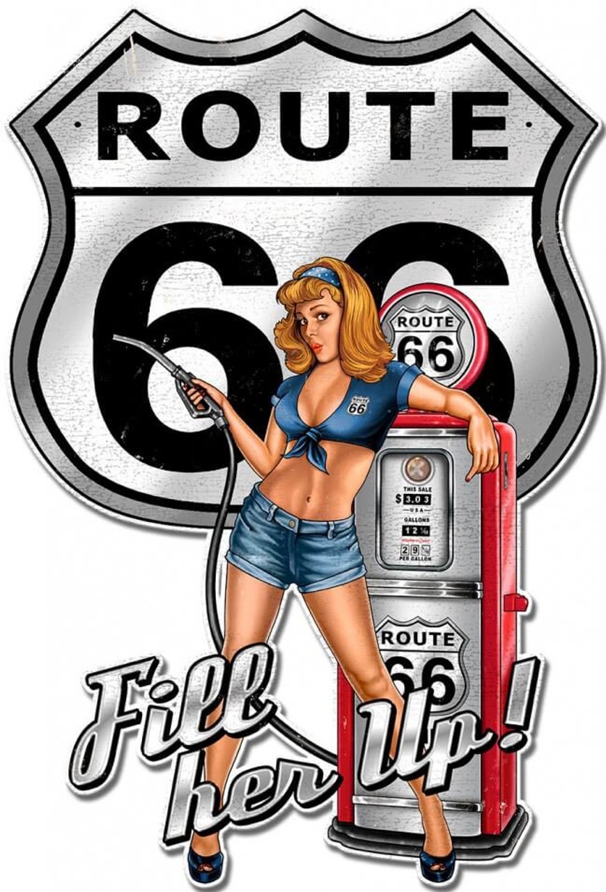 Route 66 Pin Up Sign 20 x 30