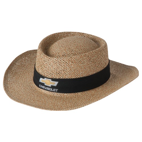 Natural Straw Hat with Chevy Bowtie