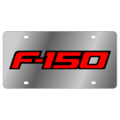 Ford F-150 Stainless Steel License Plate with Red Font