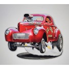 1940 Willys Big John Gasser Cut-Out Vintage Sign 18 x 14