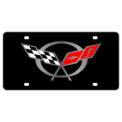 Chevy Corvette C5 Flags Carbon Steel License Plate
