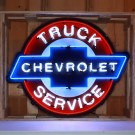 Chevrolet Truck Service Neon Sign in Shaped Steel Can 