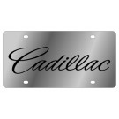 Cadillac License Plate - Stainless Style Black Script