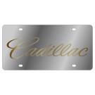 Cadillac License Plate - Stainless Style Gold Script