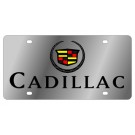 Cadillac License Plate - Stainless Style Black Font