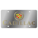 Cadillac License Plate - Stainless Style Gold Font