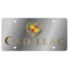 Cadillac License Plate - Stainless Style Gold Font with Crest