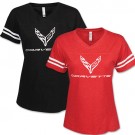 Ladies C8 Corvette Football Jersey T Shirt