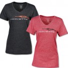 Ladies C8 Corvette Glitter Gesture V-Neck T Shirt