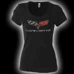 C6 Corvette Ladies Rhinestone T Shirt